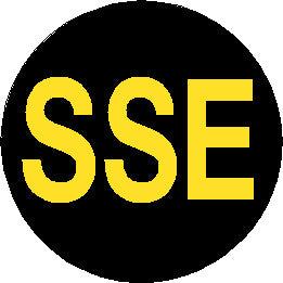 Reflective Short Service Employee (SSE) Hard Hat Sticker - Yellow Text on White Background - 1.5 inch diameter