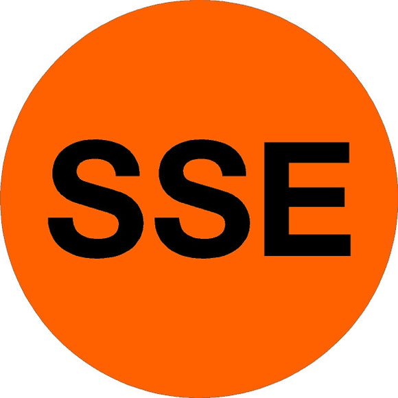 Short Service Employee (SSE) Hard Hat Sticker - Black Text on Orange Background - 1.5 inch diameter
