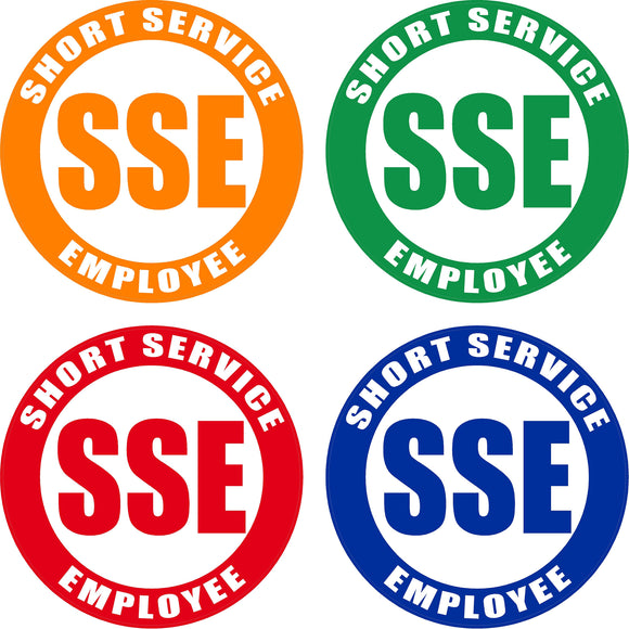 Various Color Short Service Employee (SSE) Hard Hat Sticker - 1.5