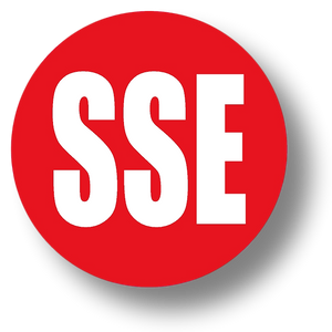 Short Service Employee (SSE) Hard Hat Sticker - White Text on Red Background - 2 inch diameter