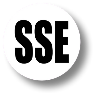 Short Service Employee (SSE) Hard Hat Sticker - Black Text on White Background - 1.5 inch diameter