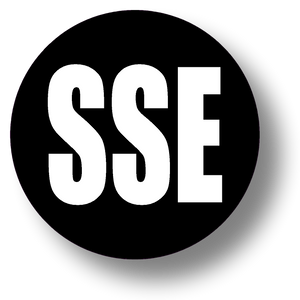 Short Service Employee (SSE) Hard Hat Sticker - White Text on Black Background - 2 inch diameter