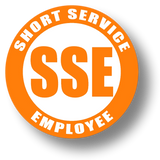 Various Color Short Service Employee (SSE) Hard Hat Sticker - 1.5" or 2" in diameter